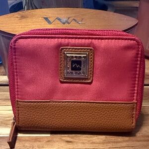 Mundi Vibrant Red and Tan Wallet